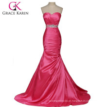 Grace Karin Red and Silver Color Long Mermaid Prom Dresses Strapless Sweetheart Dresses Evening CL2289-1